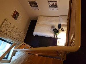 View from my "living room" to the sleeping area of my suite at Quaility Panorama Trondheim