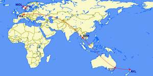 The first two legs from Mode to Auckland