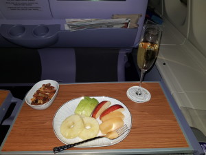 Champagne, nuts and fruits