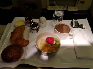Breakfast about 2 hours before landing