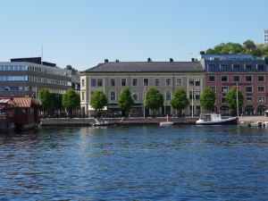 Arendal city center seen from the boat