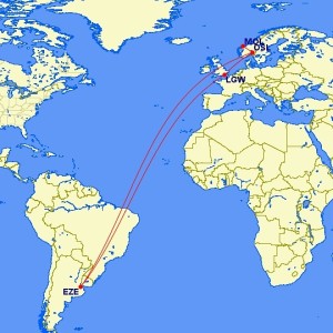 My travel route to Buenos Aires